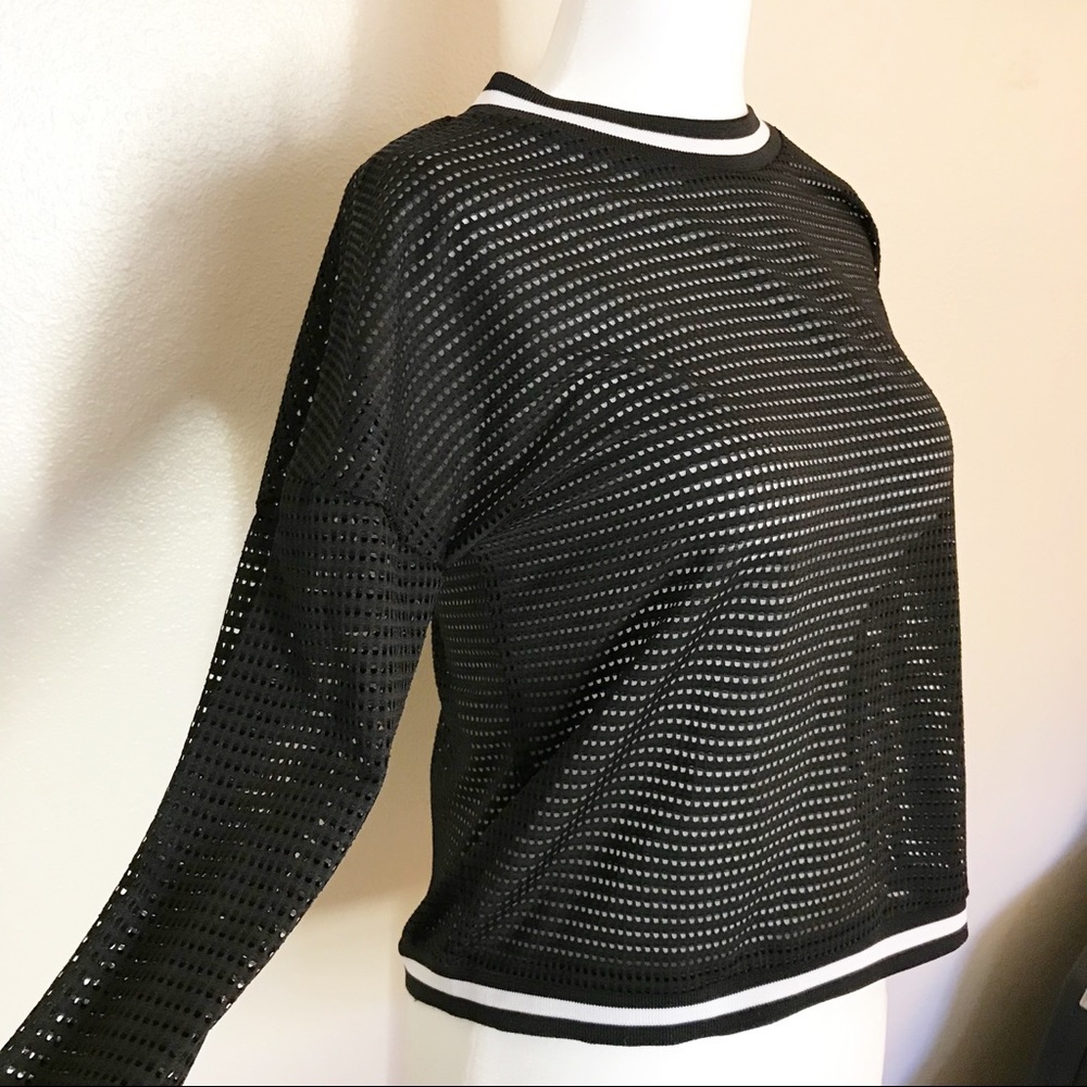 Forever 21 Netted Black Long Sleeve Top